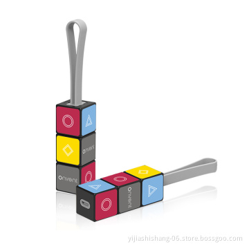 Hot Promotion Business Gift Keychain USB Cable 3 in 1 Phone Rubik Cube Data Charging Cable